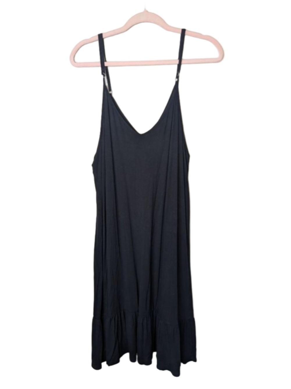 Women's Agnes & Dora Black Mini Sun Dress L Adjustable Straps
